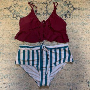 Swimsuit - Burgundy Stripes